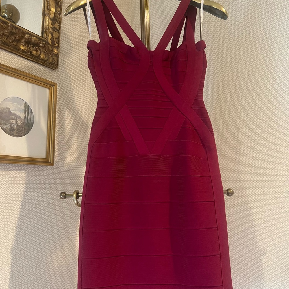 Herve Leger Red Bodycon Cocktail Dress